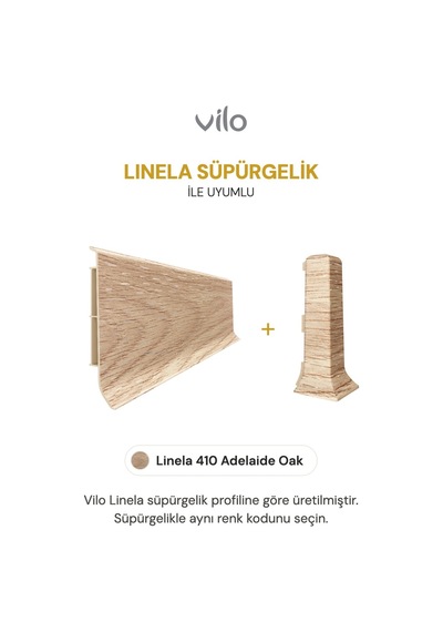 Vilo Süpürgelik Dış Köşe Aparatı 2 Adet Linela 410 Adelaide Oak Uyumlu