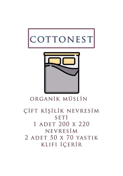 Müslin Nevresim Seti, Çift Kişilik, 3 Parça, 200x220 Cm,%100 Pamuk, Turuncu, Düz, Hava Geçirgen, Çarşafsız Çok Renkli