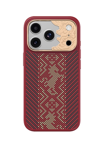 İphone 17 Pro Max Kılıf M-safe Uyumlu Karbon Fiber Benks Knight Armorpro Kevlar Kapak Kırmızı