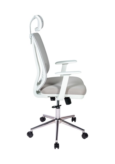 Ofisbazaar Up Beyaz Fileli Yönetici Koltuğu Ergonomik Başlıklı Ofis Koltuğu Gri Gri