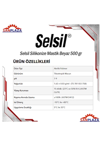 Selsil Silikonize Mastik Beyaz 500 Gr 52083 Beyaz