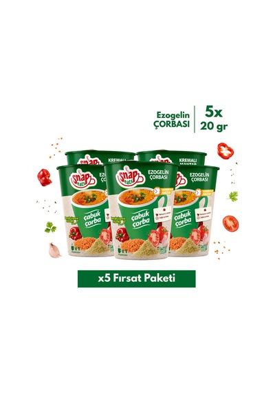 Snap Eats Hazır Çorba Bardakta Ezogelin Çorbası 20 Gr 5'li Fırsat Paketi