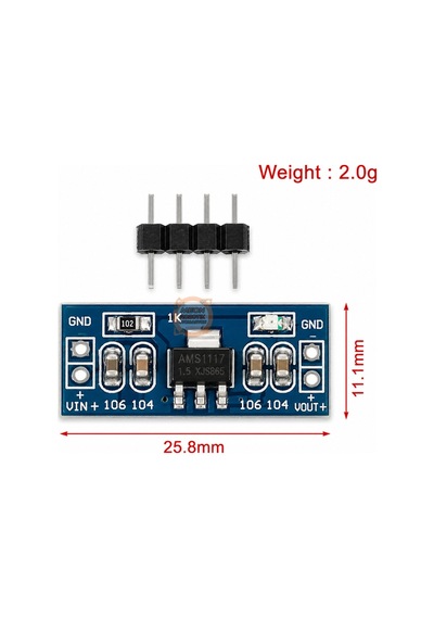 Ams1117 Regülatör 3.3v 800ma Lineer Güç Modülü Breadboard Uyumlu