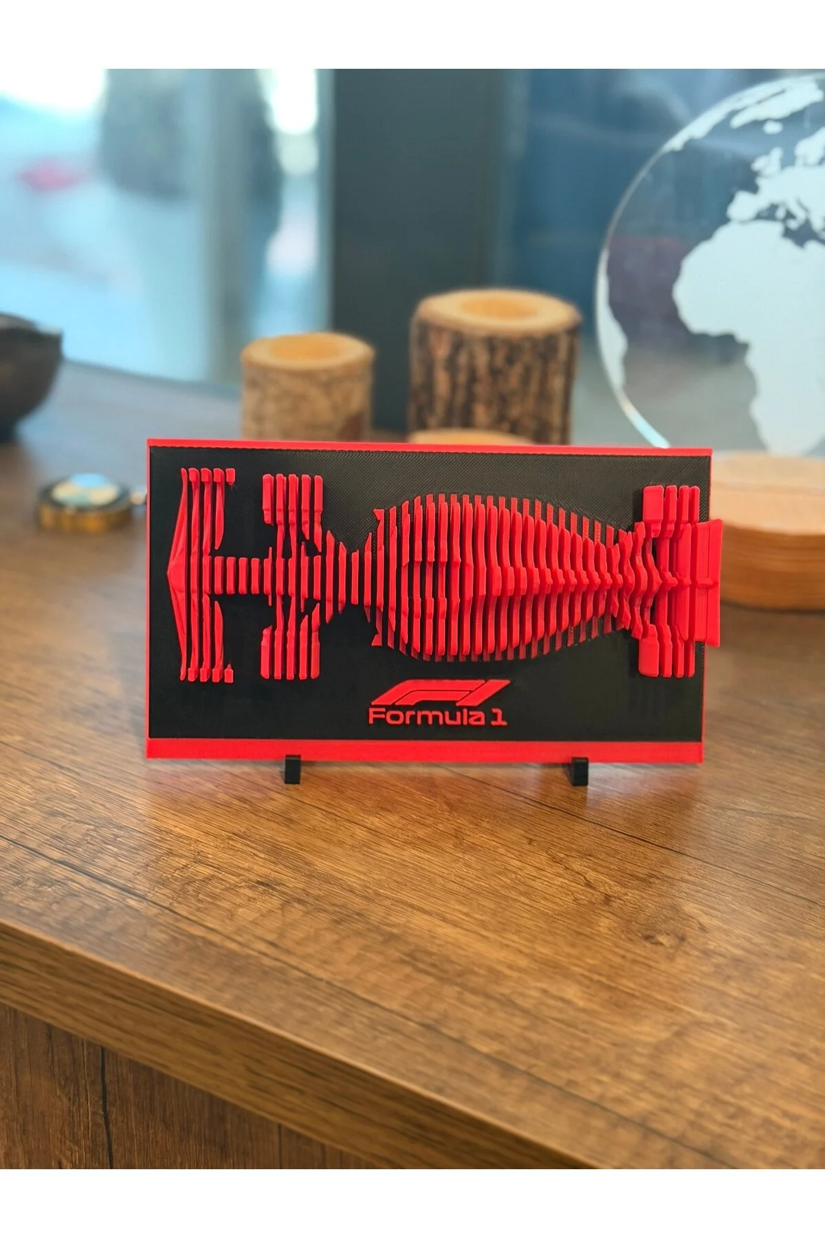3d Baskı Formula 1 Yarış Aracı Dekoratif Masaüstü Biblo Katmanlı Tasarım Kırmızı/siyah Kırmızı