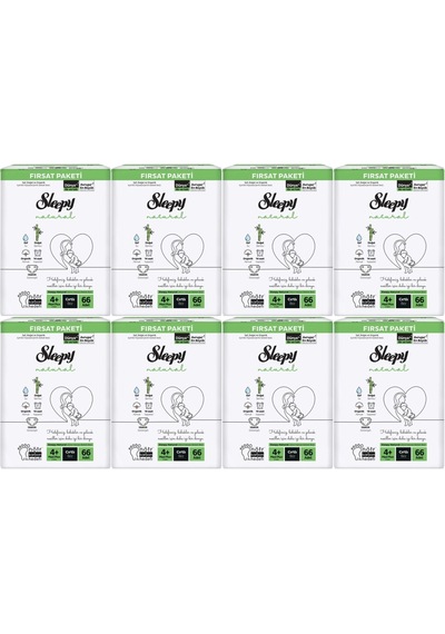 Sleepy Bebek Bezi Naturel Beden:4+ 9-16Kg Maxi Plus 528 Adet