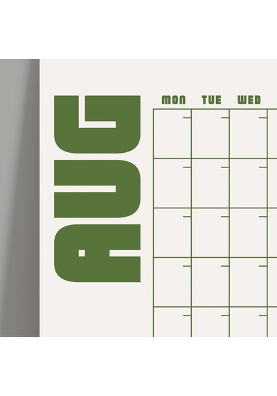 Tarihsiz Aylık Planlayıcı Takvim, Matcha Yeşil Retro Organizer Duvar Planlayıcı