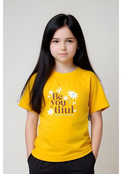 Fyk Kids Kız Çocuk Be You Tiful Baskılı Alt-üst Takım Sarı