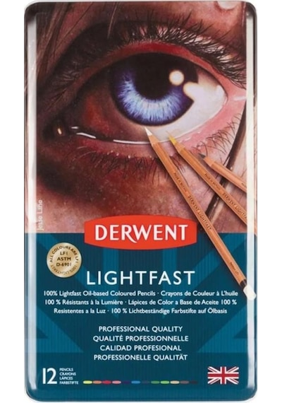 Derwent Lıghtfast Kuru Boya 12'li Metal Kutu