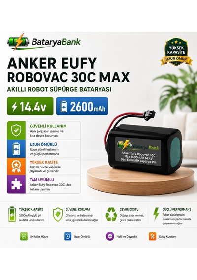 Anker Eufy Robovac 30c Max Uyumlu Robot Süpürge Bataryası 14.4v 2600mah Li-ion Şarj Edilebilir Pil