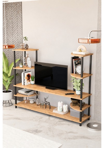 Neoline 150 Cm Tv Ünitesi Çok Raflı Modern Tv Sehpası - Meşe Meşe Neoline 150 Cm Tv Ünitesi Çok Raflı Modern Tv Sehpası - Meşe Meşe
