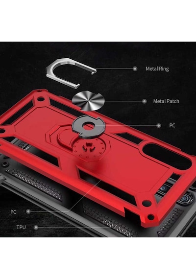 Samsung Galaxy Uyumlu A70 Manyetik Yüzüklü Tank Kılıf Vega Kapak