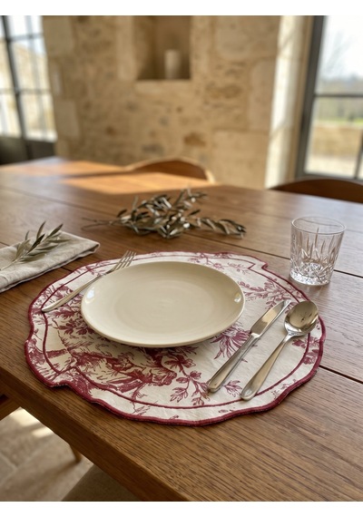 Toile Burgundy Amerikan Servis Çok Renkli