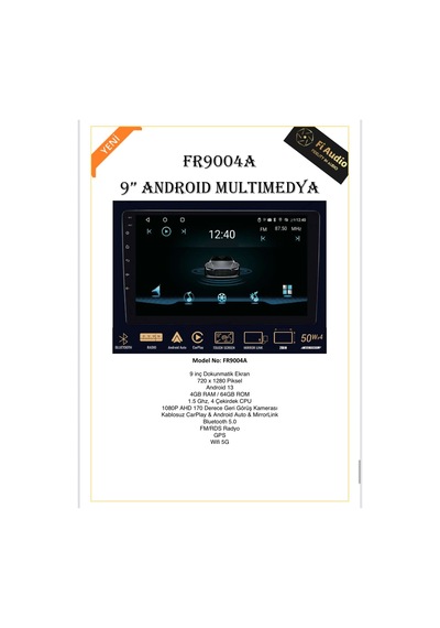 Fi Audio Tablet Multimedya 9 İnç Dokunmatik Ekran Androıd 13 4+64 Gb - Wifi 5g