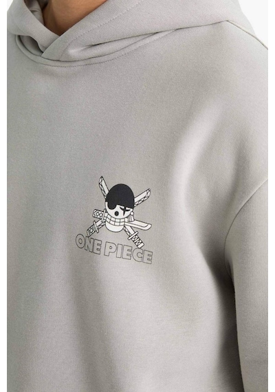 Defacto One Piece Boxy Fit Kapüşonlu Sırt Baskılı Sweatshirt E9297ax25augr454 Gri