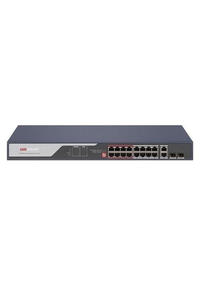 Hikvision DS-3E0318P-E(C) 16 Port 225 W Full PoE 10-100 2X Uplink - 2X SFP Yönetilemez Switch