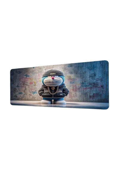 Doraemon Hip Hop Sokak Stili 40x90 Cm Oyuncu Mousepad Kaymaz Taban Büyük Boy Siyah