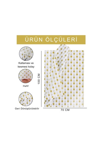 Altın Puantiyeli Pelur Kağıt, Dekoratif Hediye Paketleme Ve Ambal