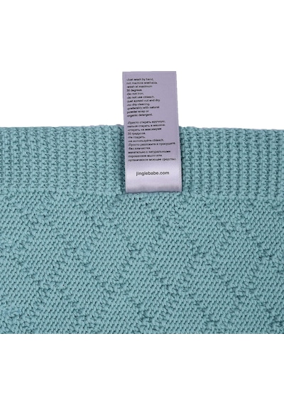 Organik Pamuk Unisex El Örgüsü Su Yeşil Bebek Battaniyesi. Çok Renkli