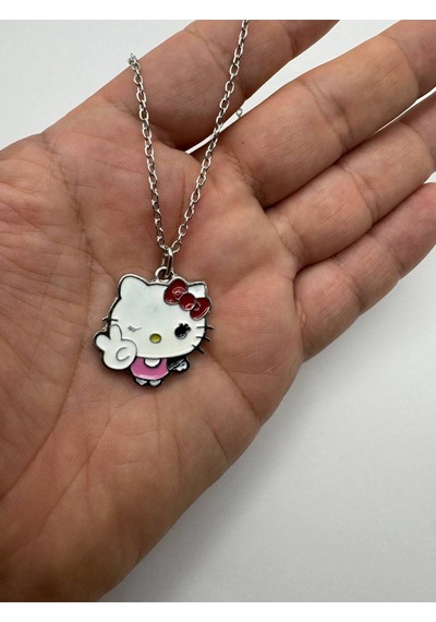 Hello Kitty Cool Emoji Figürlü Kolye 60 Cm Zincirli Trendy Ve Sevimli Takı Çok renkli