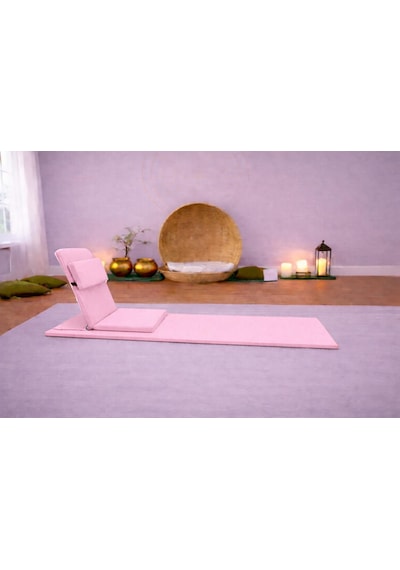 Backjack Meditasyon Sandalyesi Destekli Yer Minderi + 60x180 Kumaş Mat - Backjack 3xl Mat+backjack İkili Set Pembe
