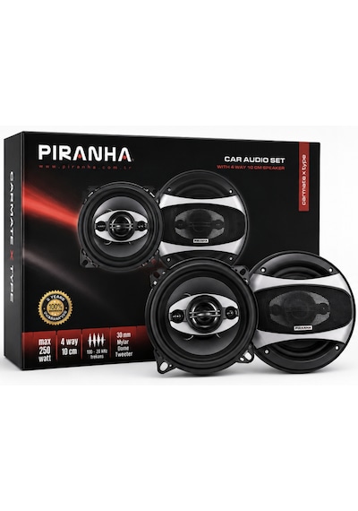 Piranha Carmate X Type 250w 10cm 4 Yollu Oto Hoparlör Seti Araç İçi Ses Sistemi