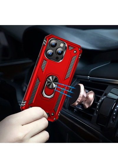 Apple Uyumlu iPhone 15 Pro Max Kılıf Yüzüklü Zırh Tank Vega