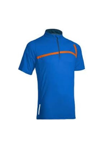 CUBE Motion Kısa Kollu Jersey Bisiklet Tshirt Mavi - Turuncu Çizgili