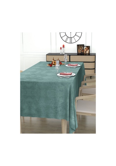 Daily Series Kadife Dokulu Sis Mavisi Renk Masa Örtüsü Sis Mavisi