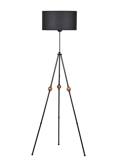 Ahşaplı Tripod Lambader Siyah