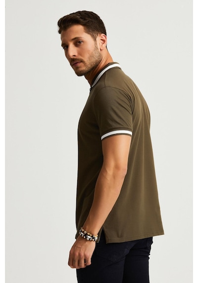 Alexander Gardi Alexandergardı Fermuar Detaylı Polo Yaka T-shirt Barakm Haki