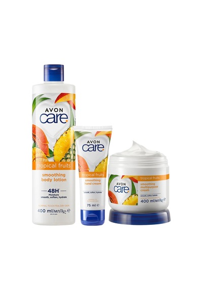 Avon Care Tropical Fruits Vücut Losyonu 400 ML + El Kremi 75 ML + El ve Vücut Kremi 400 ML