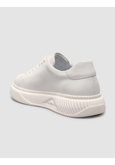 %100 Nubuk Deri Beyaz Erkek Sneaker Beyaz