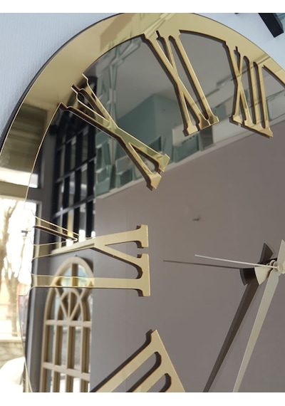 Ayna Denizi Golden Jet Bronze Model Altın Bronz Renk 50 CM Dekoratif Aynalı Duvar Saati Altın