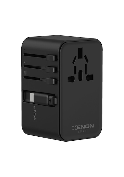 Xenon Smart Priz Dönüştürücü 70w Gan Hızlı Şarj, 200+ Ülke, Dahili Usb-c Kablo, Usb-c, 2x Usb-a X6411