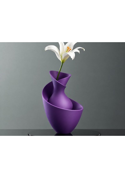 3d Baskı Bold Vazo - Akışkan Formlu Dekoratif Vazo-mor Çok Renkli