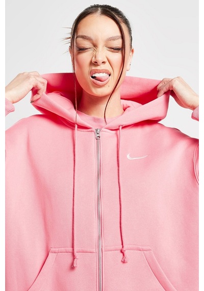 Nike Sportswear Phoenix Fleece Oversized Hoodie Full Zip Bol Kesim Kapüşonlu Kadın Sweatshirt Pembe Pembe
