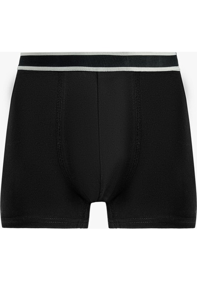 Koton Çizgili Lastikli Pamuklu 3 Lü Boxer Seti Siyah 7wlm90028mk