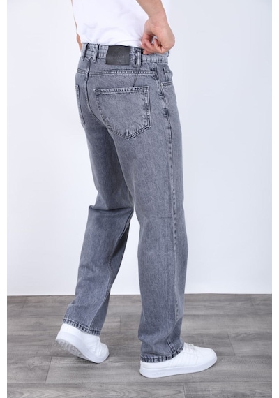 Blayn Jeans Erkek Antrasit Baggy Kot Pantolon - Geniş Kalıp Günlük Rahat Denim Jean Liver Gri