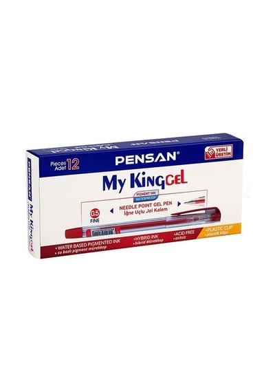 Pensan Jel Kalem My-king 0.5 Mm Kırmızı Metal Klips 12'li Paket Diğer