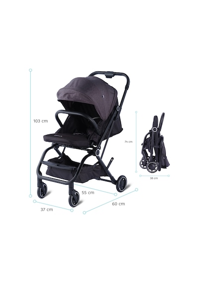 Baby Storch - F8 Model 360 Derece Dönebilen Bebek Arabası - Gri