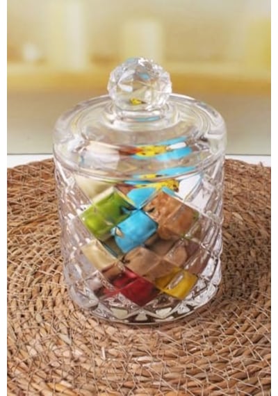 Lüx Kristal Büyük Cam Şekerlik &amp Cam Lokumluk, Kesme Cam Lüx Şekerlik 13cm 7.8cm - 06637 Genel