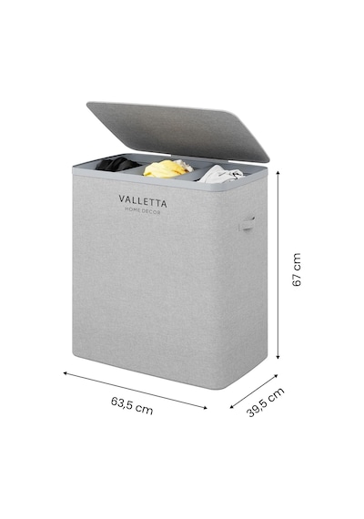 Valletta Paloma 120l Üç Yıkanabilir Bölmeli Katlanabilir Kumaş Kirli Çamaşır Sepeti Light Gray Diğer