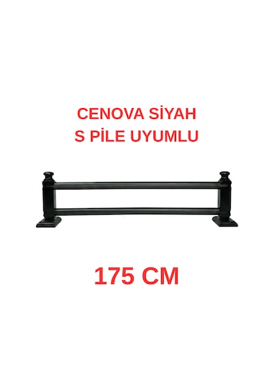 Cenova S Pile Ve Perde Düğmesi Uyumlu Çetray Çift Raylı Modern Ahşap Rustik Siyah 175 Cm Siyah
