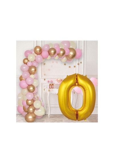 0 Yaş Krom Gold Pastel Pembe Ve Beyaz Balon Seti Gold Rakamlı Doğum Günü Balonu Şık Parti Süsleme Çok Renkli