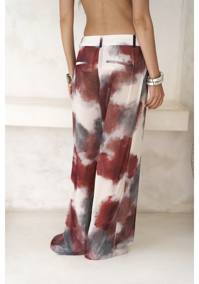 Mai Collection Mai Studios Co. Budiono Transparan Patlı Bordo Pantolon Bordo