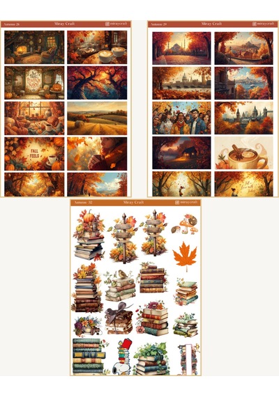 6 Sayfa Sonbahar Temalı Sticker Seti 12 17 Cm /scrapbook, Bullet Journal, Planlayıcı İçin Diğer