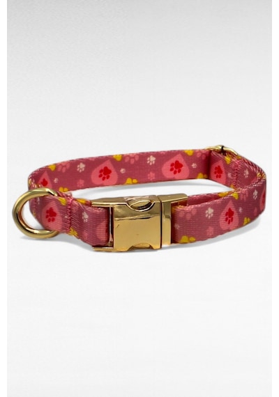 Caramelos İsimli Köpek Tasması, Yavru Köpek Tasması, Küçük Irk Köpek Tasması, Metal Kilit, 1,5 Cm Fuşya