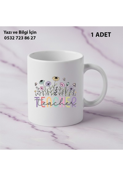 Öğretmenlere Özel Teacher Baskılı Kişiye Özel İsim Yazılabilir Kupa Bardak -öğretmene Hediyelik Beyaz