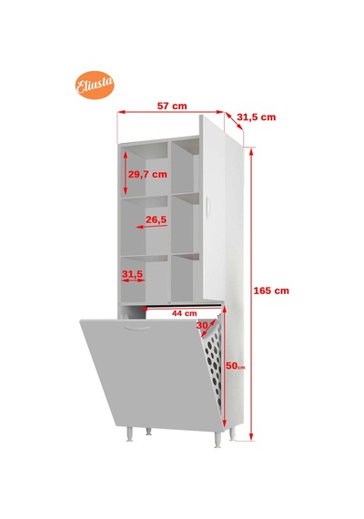 Tek Kapaklı Sepetli Banyo Dolabı Beyaz