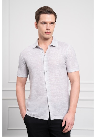 Morven Erkek Gri Trend Apaçi Yaka Dynamic Fit Kısa Kollu Gömlek 25ys004005100 Gri Gri